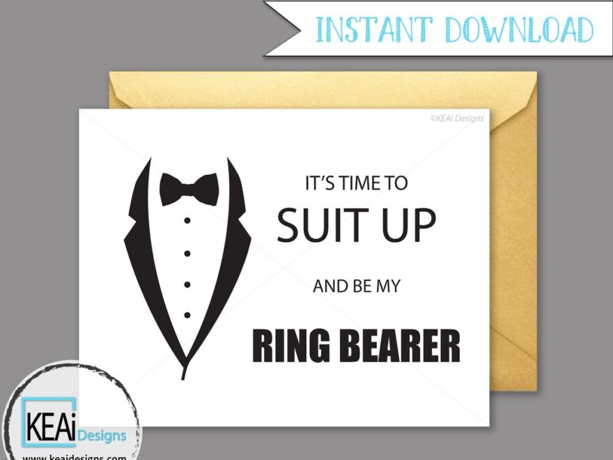 INSTANT DOWNLOAD Will You Be My Ring Bearer Ring Bearer Printable Card Ask Ring Bearer Suit Up Ring Bearer DIY Wedding Keaidesigns Etsy