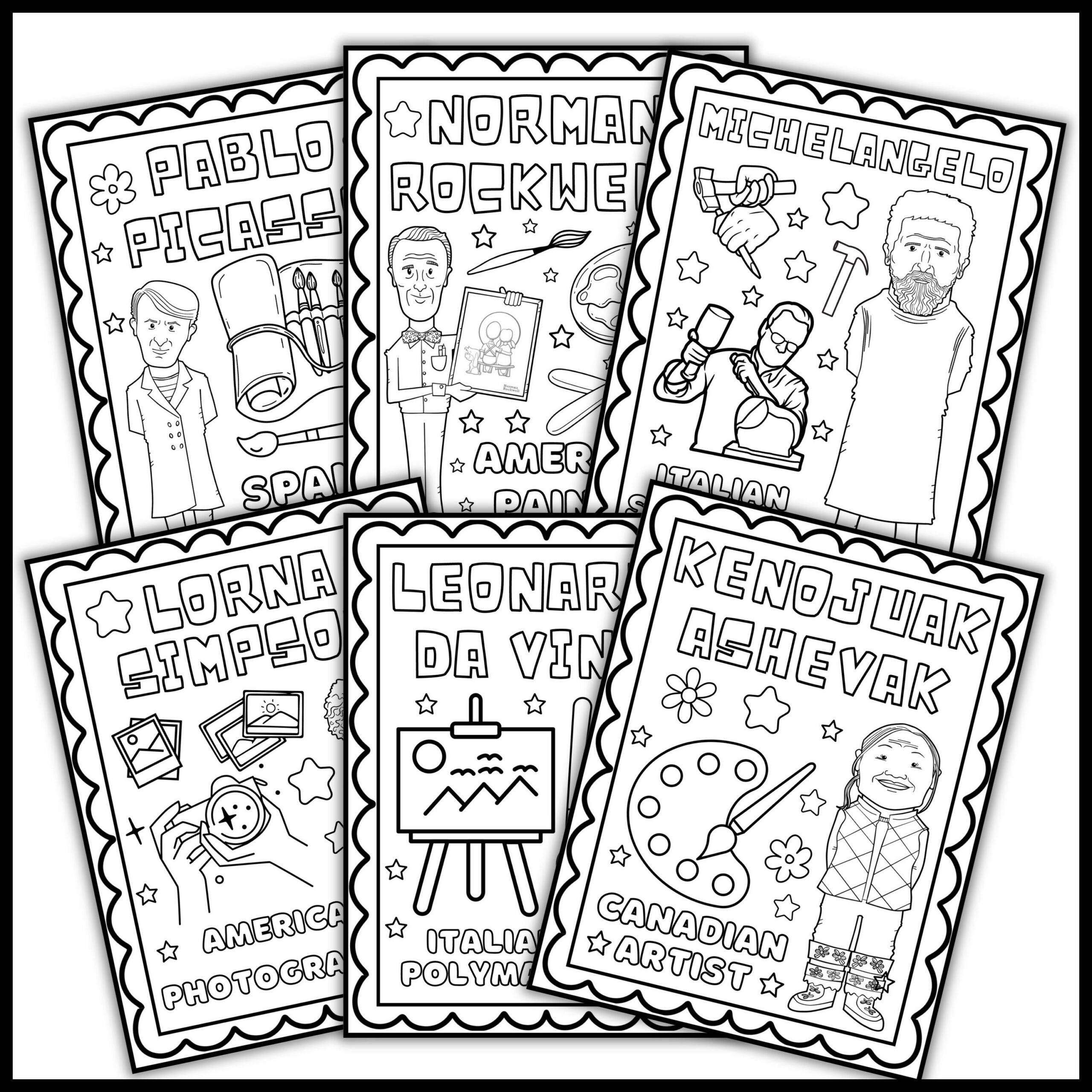 International Artist s Day Coloring Pages Famous Artists Coloring Sheets Made By Teachers
