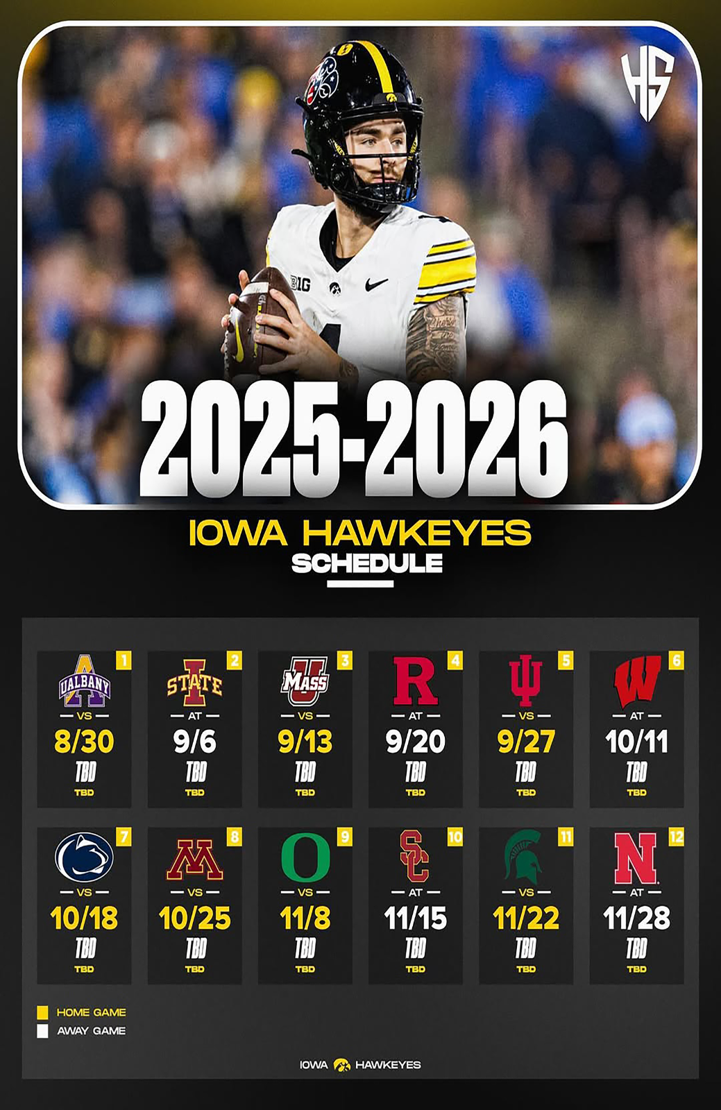 Iowa Hawkeyes 2025 Schedule Poster 11 X 17 Iowa Hawkeyes Football EBay