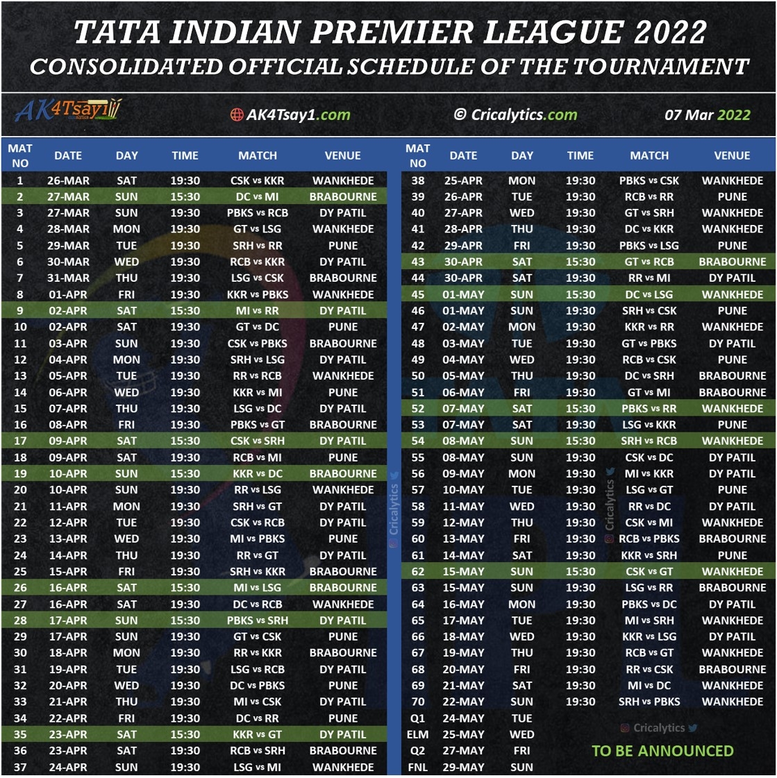 Ipl 2026 Schedule Printable