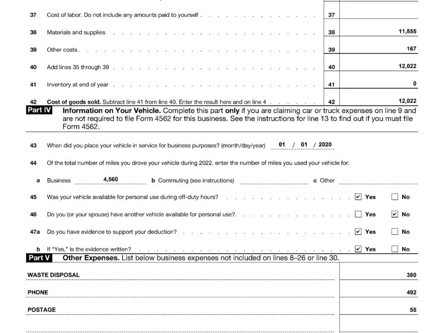 IRS Form 1040 Schedule C Automated Document Processing Vantage Document AI