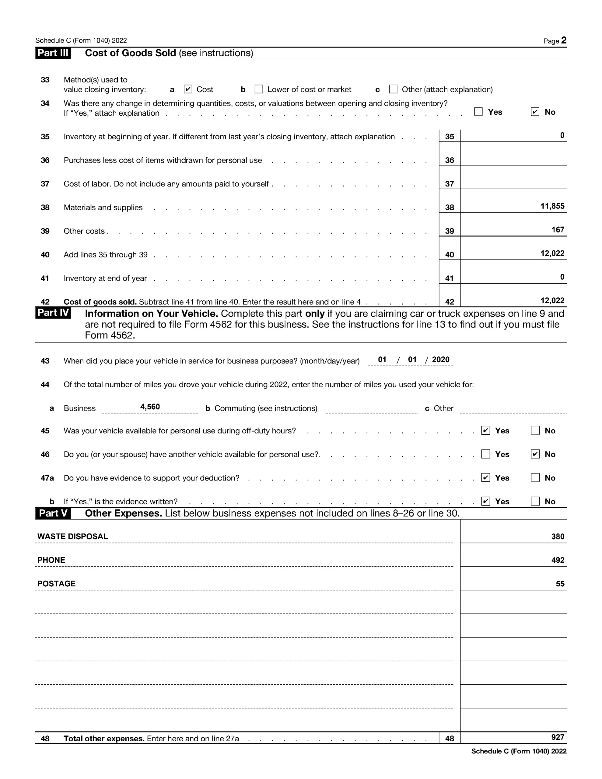 IRS Form 1040 Schedule C Automated Document Processing Vantage Document AI