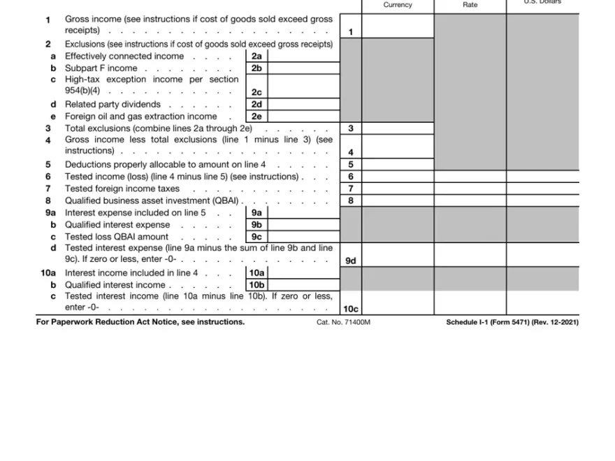 IRS Form 5471 Schedule I 1 Download Fillable PDF Or Fill Online Information For Global Intangible Low Taxed Income Templateroller