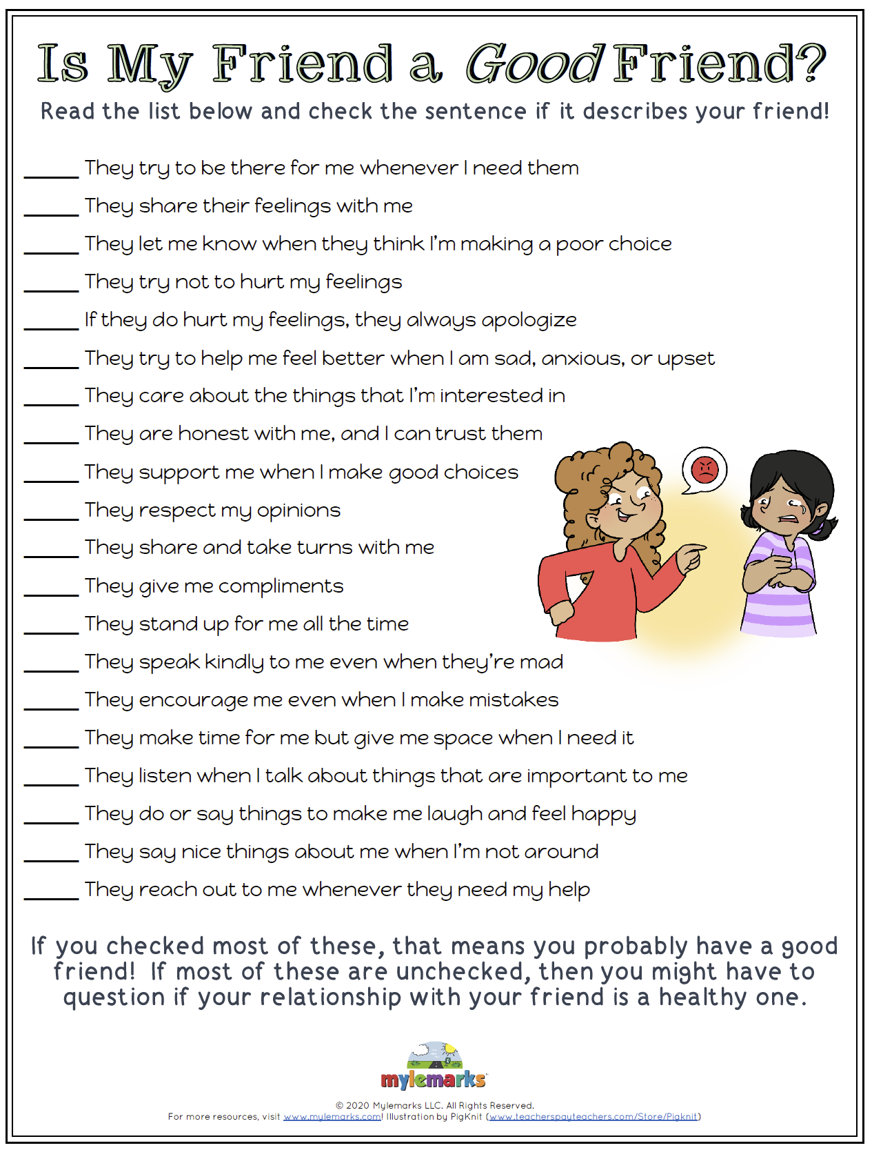 Is My Friend A Good Friend F GS Worksheets Library