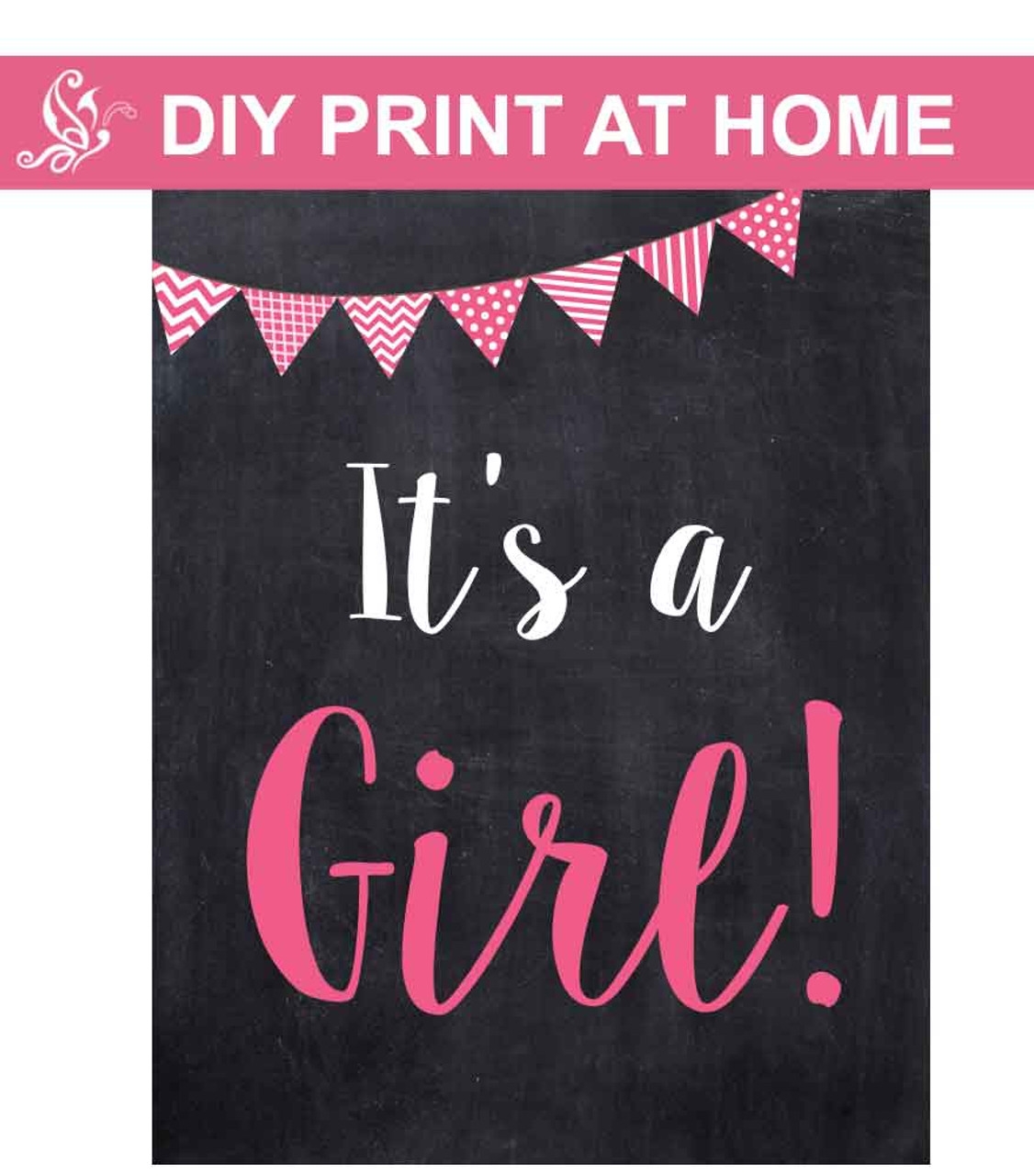 It s A Girl Gender Reveal Sign Printable Poster 8x10 Or 16x20
