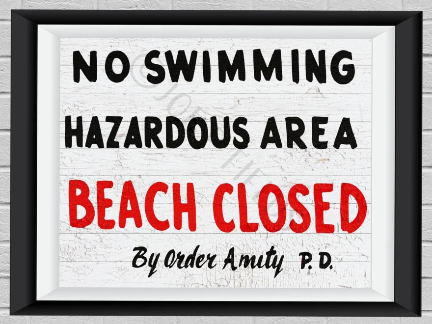 Jaws Amity Island beach Closed Sign Print Replica Polly Did The Printing Etsy New Zealand