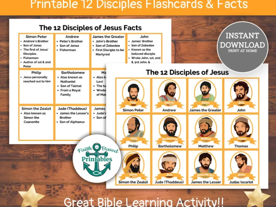 Jesus 12 Disciples Names Printable 12 Disciples Flashcards Who Are The 12 Disciples Of Jesus Facts How Many Disciples Did Jesus Have Etsy