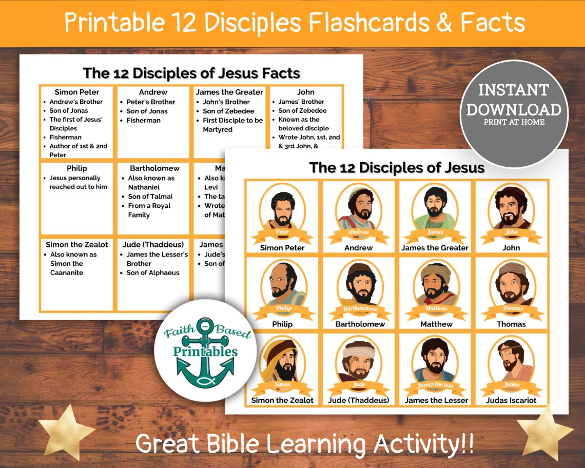 Jesus 12 Disciples Names Printable 12 Disciples Flashcards Who Are The 12 Disciples Of Jesus Facts How Many Disciples Did Jesus Have Etsy