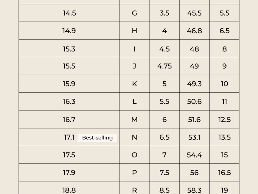 Jewellery Size Guide Astrid Miyu
