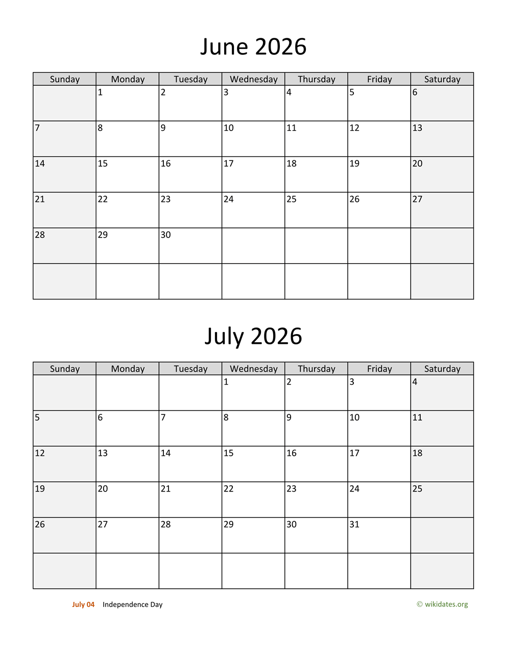 July 2026-June 2026 Planner Printable