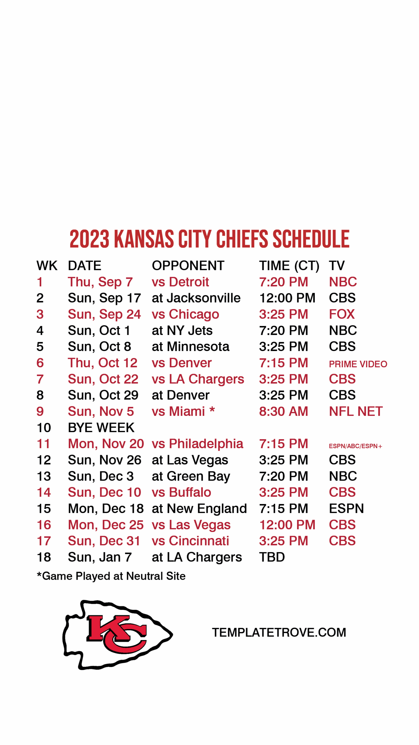 Kansas City Chiefs 2023 12 X 12 Team Wall Calendar Printable Kansas City Chiefs 2025 Boxed Desk Calendar Chiefs Poster