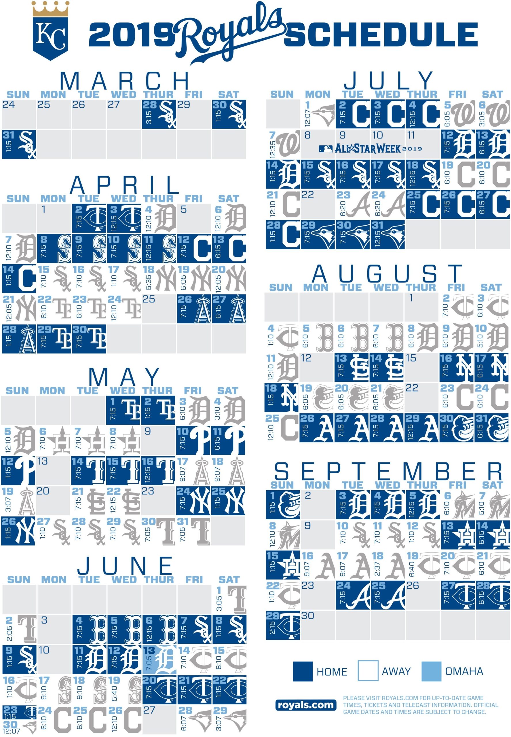 Kansas Printable Schedule 18-19