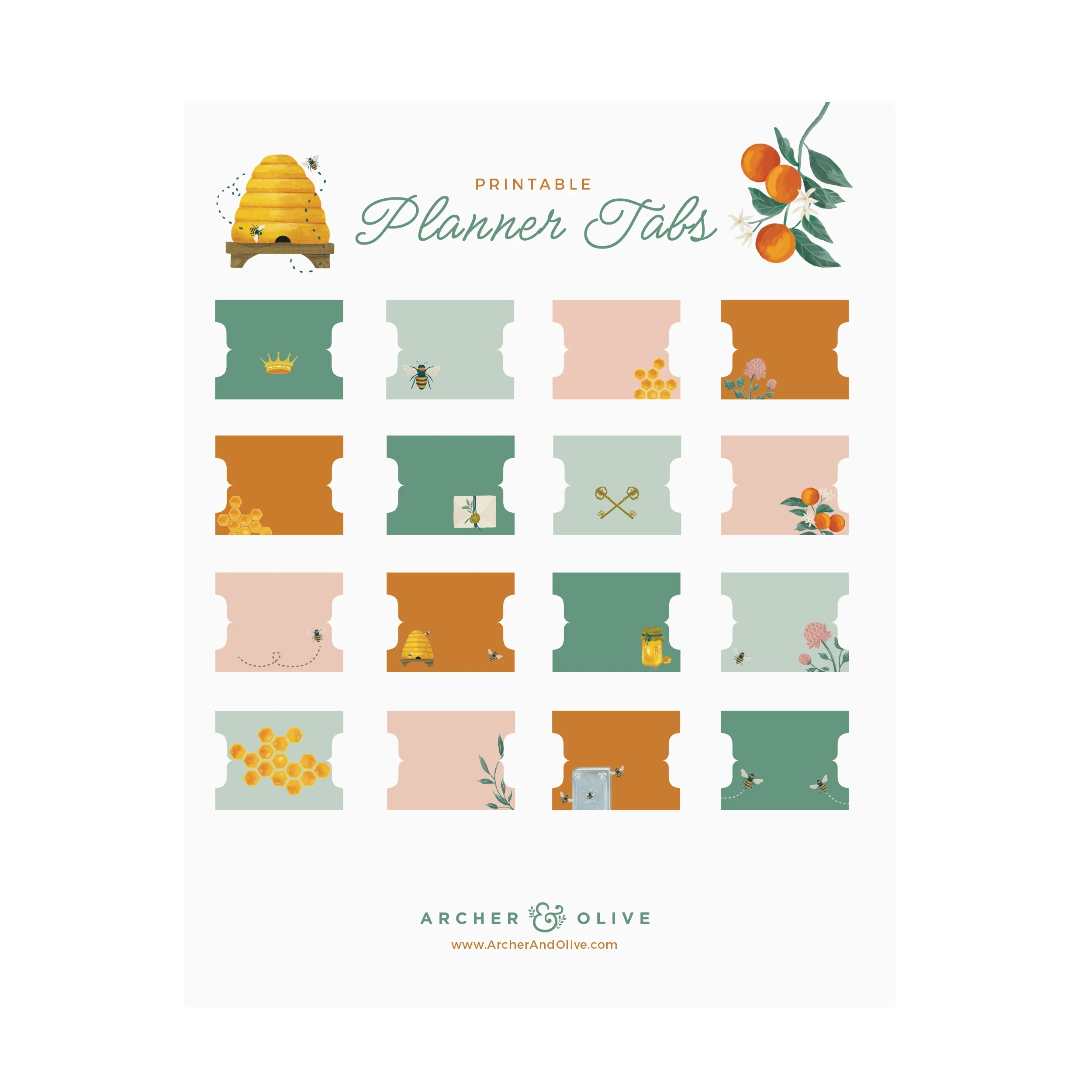 Keeper Of Bees Printable Planner Tabs Archer And Olive
