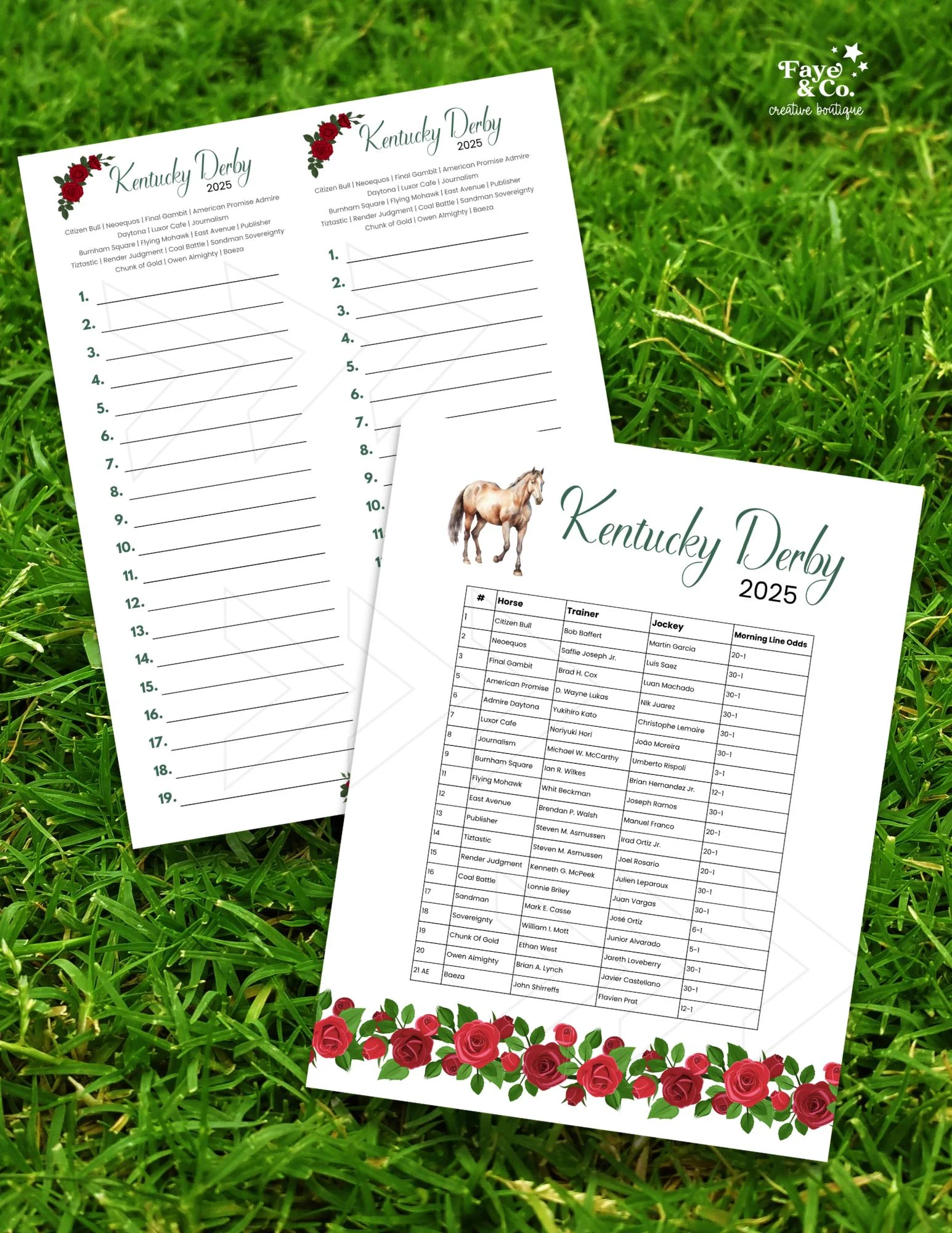 Kentucky Derby List Of Horses Etsy