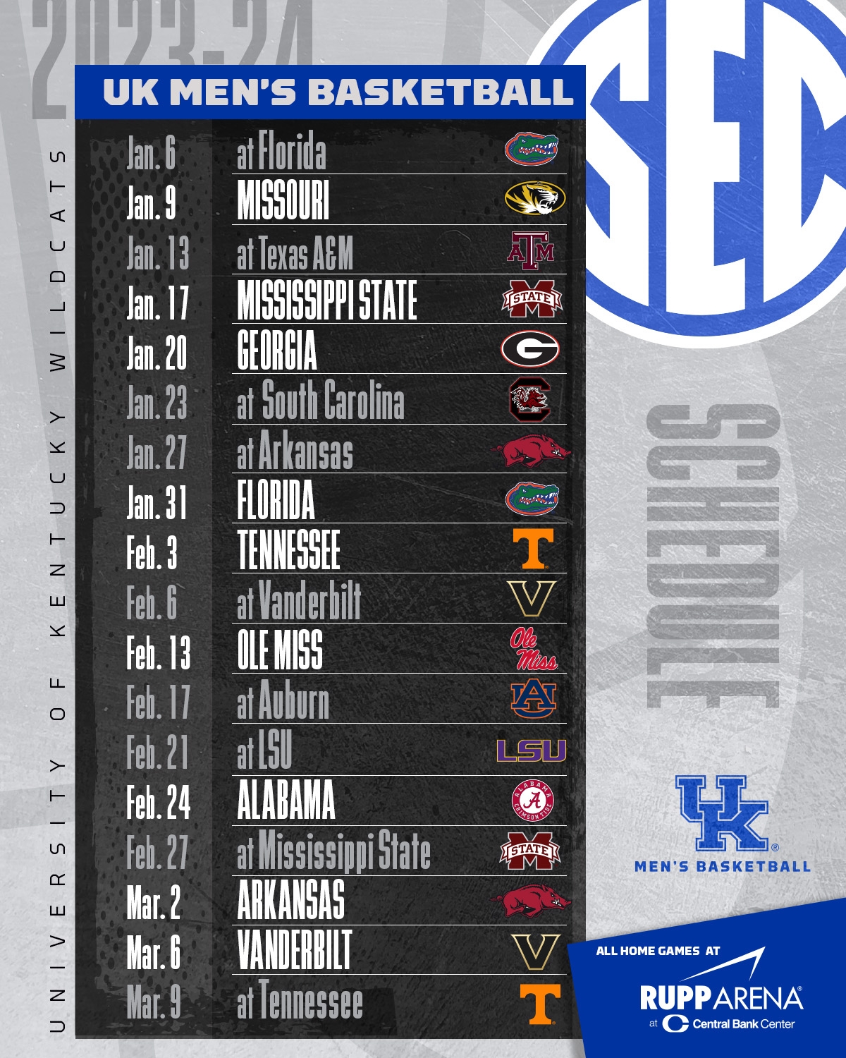 Kentucky Men s Basketball On X Officially Official Our 2023 24 SEC Schedule https t co pNhP2kOi7d Https t co GzKoKoPn5I X