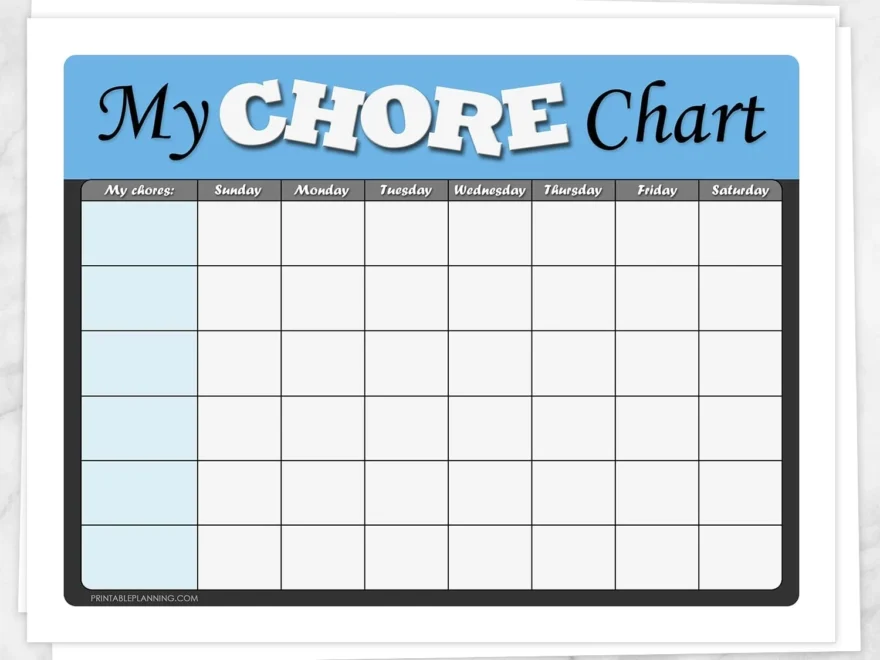 Kids Chore Chart Blue My Chore Chart Weekly Page Printable Printable Planning