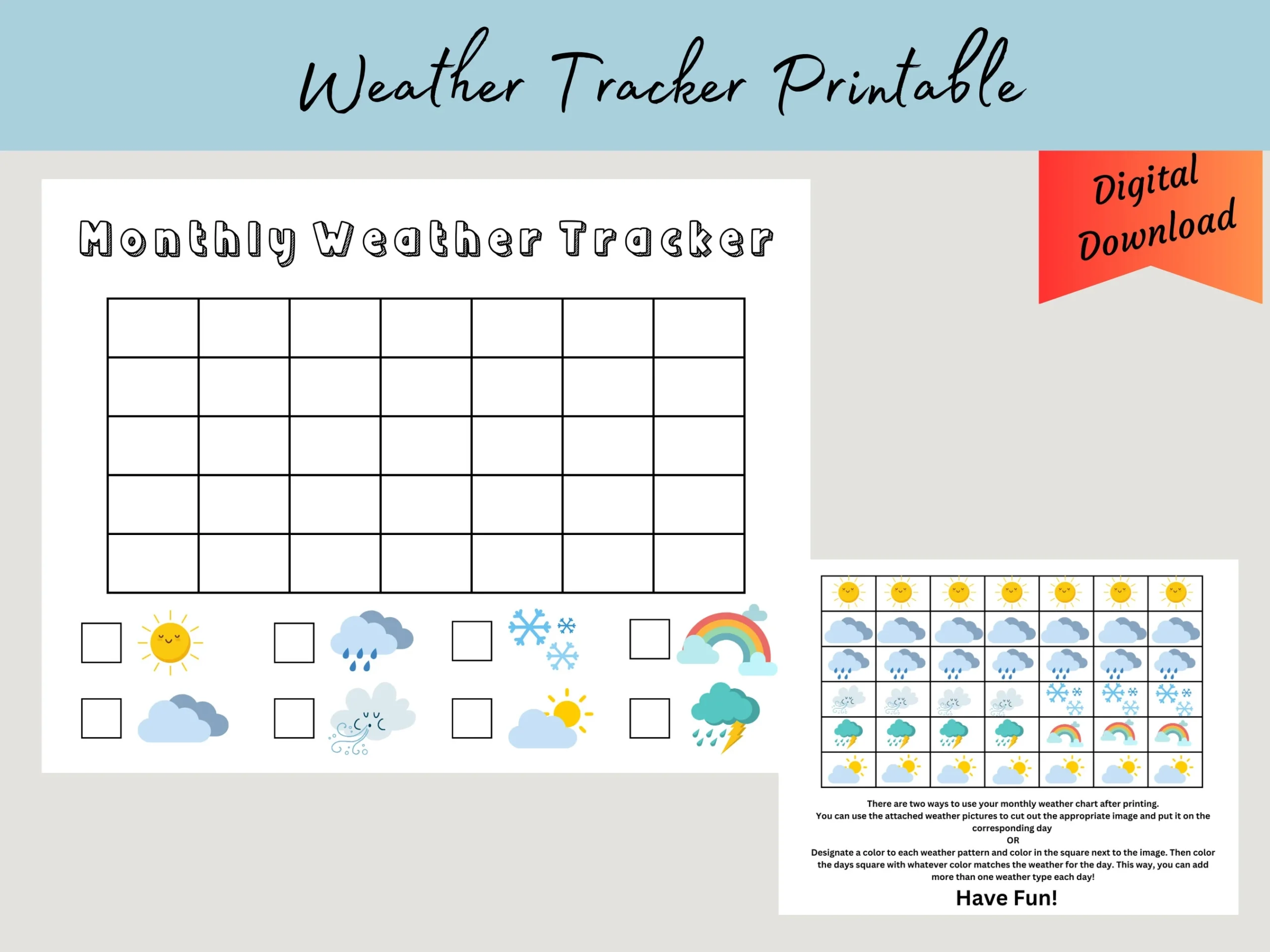 Printable Weather Chart Monthly