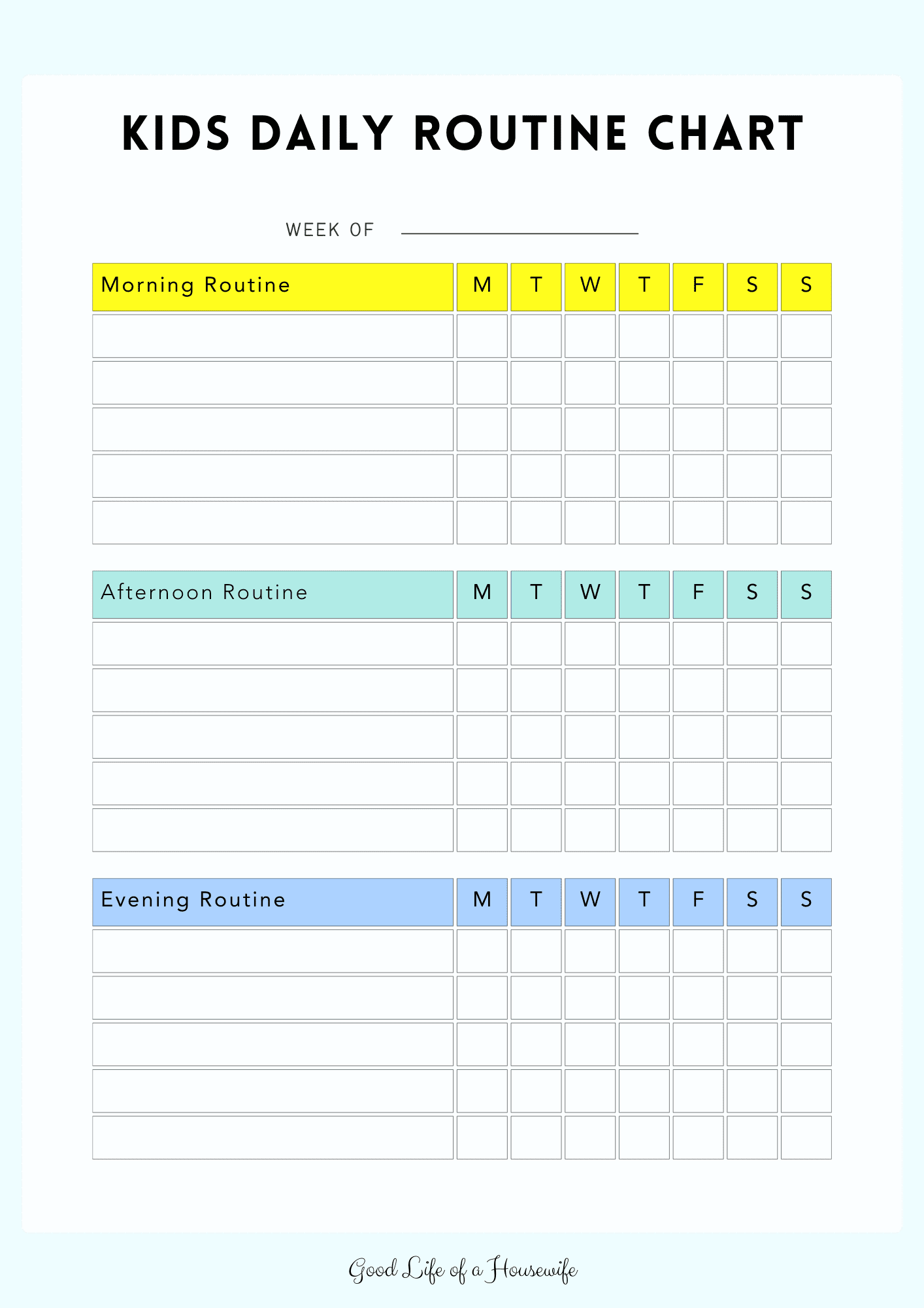 Printable Daily Routine Charts For Toddlers