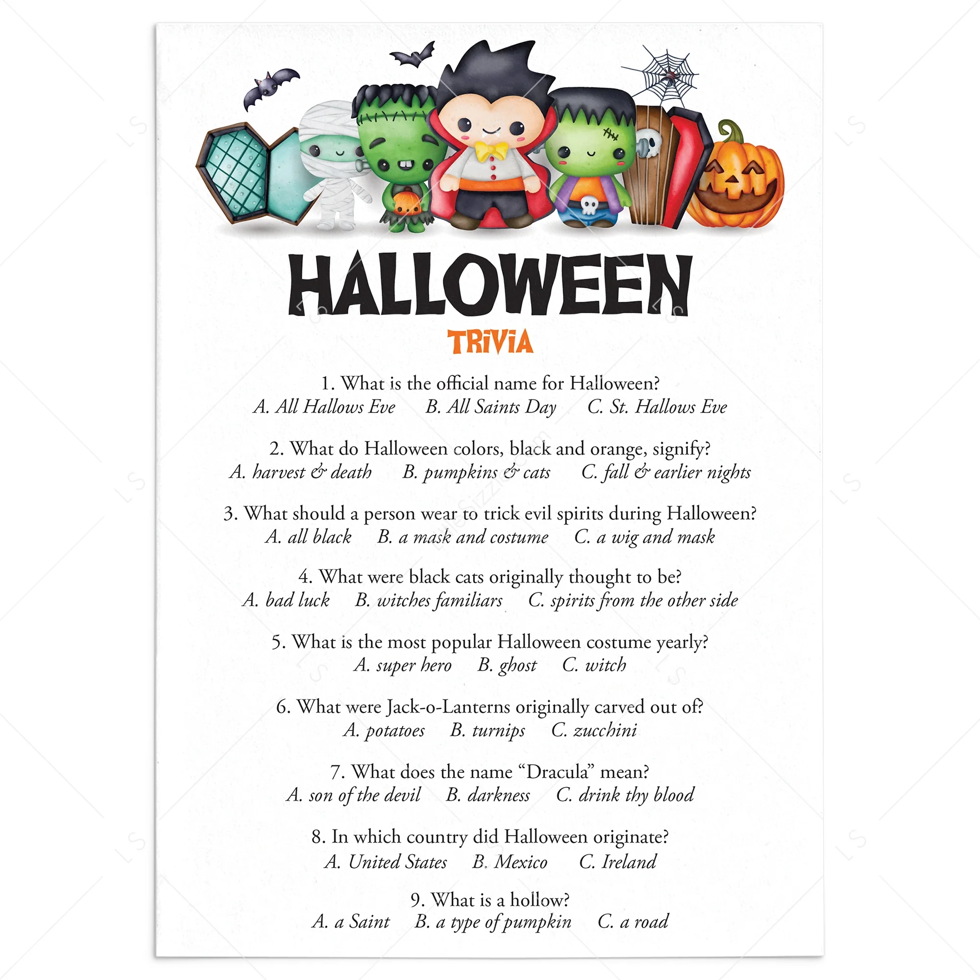 Printable Halloween Trivia Games