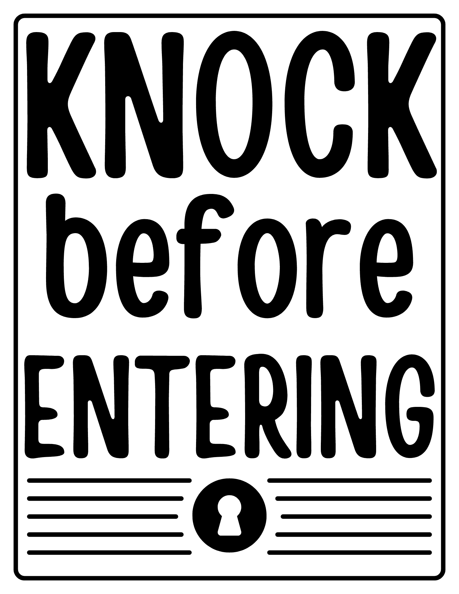Printable Please Knock Sign Coloring Pages