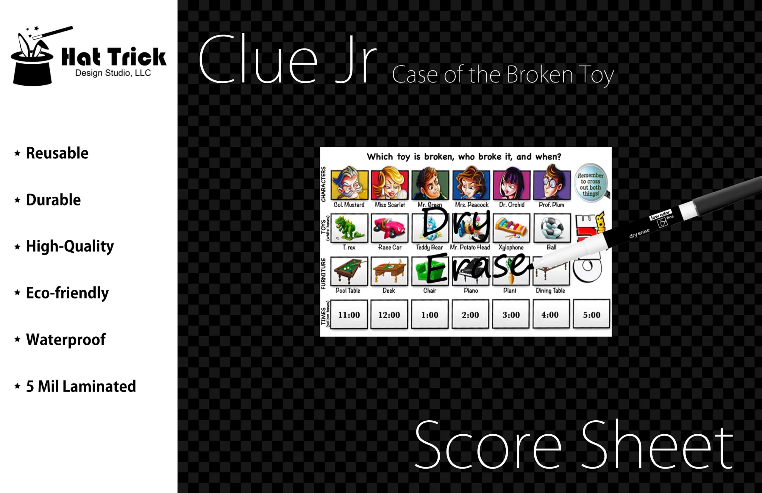 Clue Jr Lists Printable