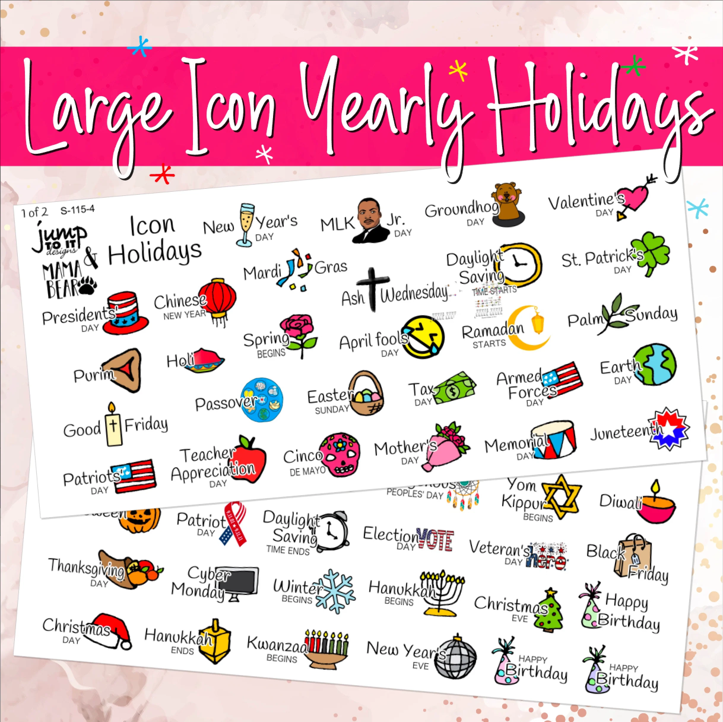 Large Icon Holiday Stickers Planner Calendar S 115 4 Jump To It Designs