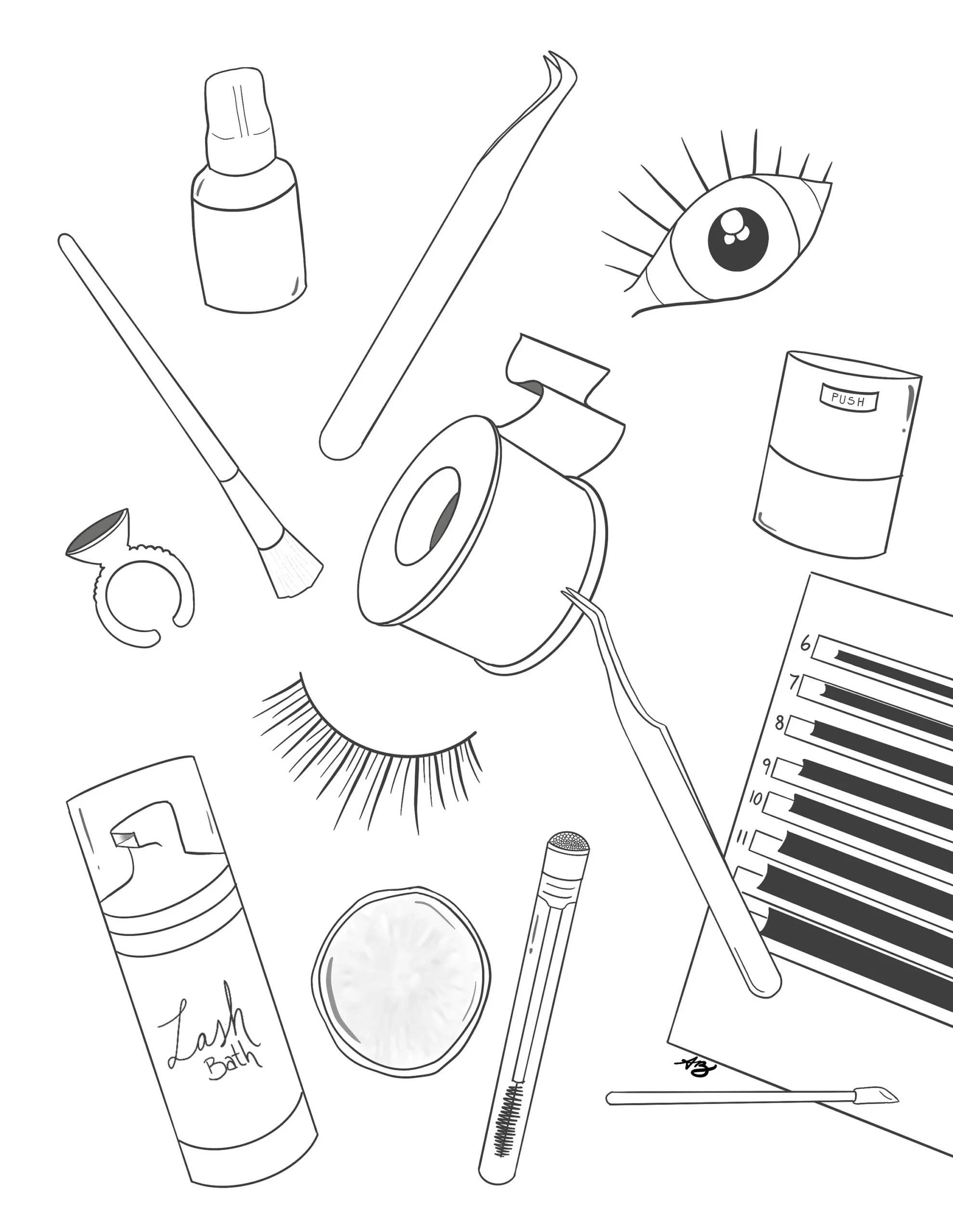 Lash Artist Coloring Coloring Page Salon Waiting Room Lash Artist Printable Esthetician Printable Lash Art Kids Waiting Room Etsy