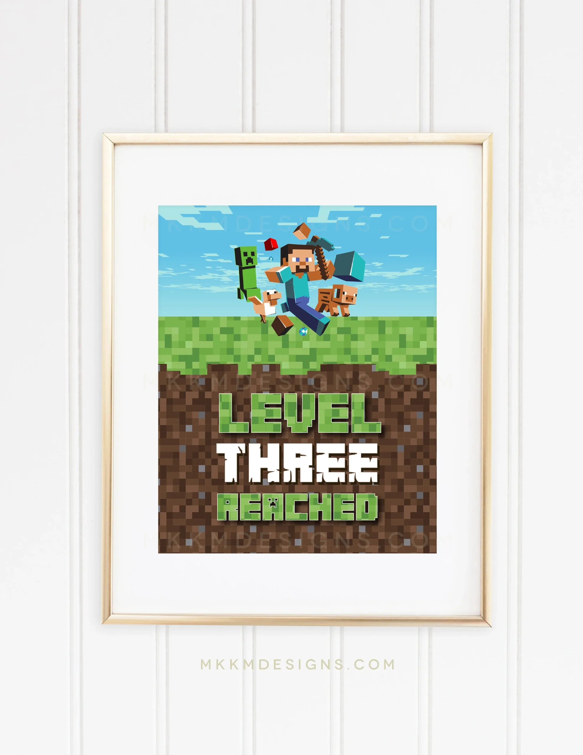 Level Reached Minecraft Party Sign Merry Grace Design Co 