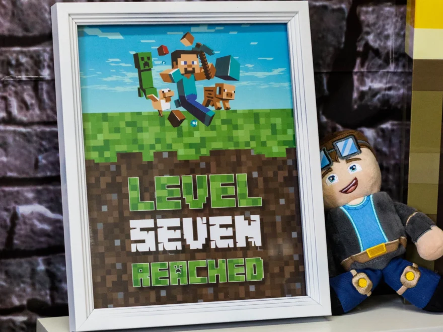 Level Reached Minecraft Party Sign Merry Grace Design Co