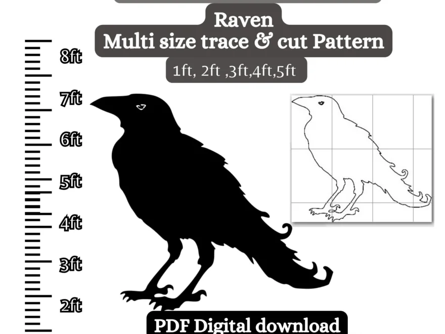 Life Size Raven Bird Silhouette Template Woodworking Pattern Halloween Scene Window Silhouette Pattern Killer Decal Garage Door Etsy Israel