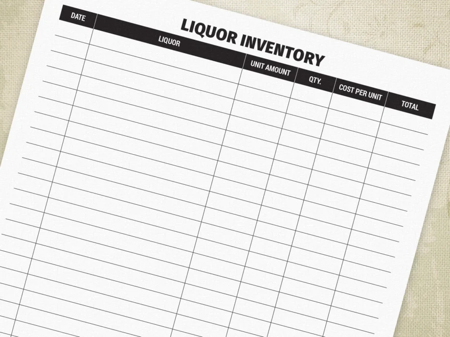 Liquor Inventory Form Printable