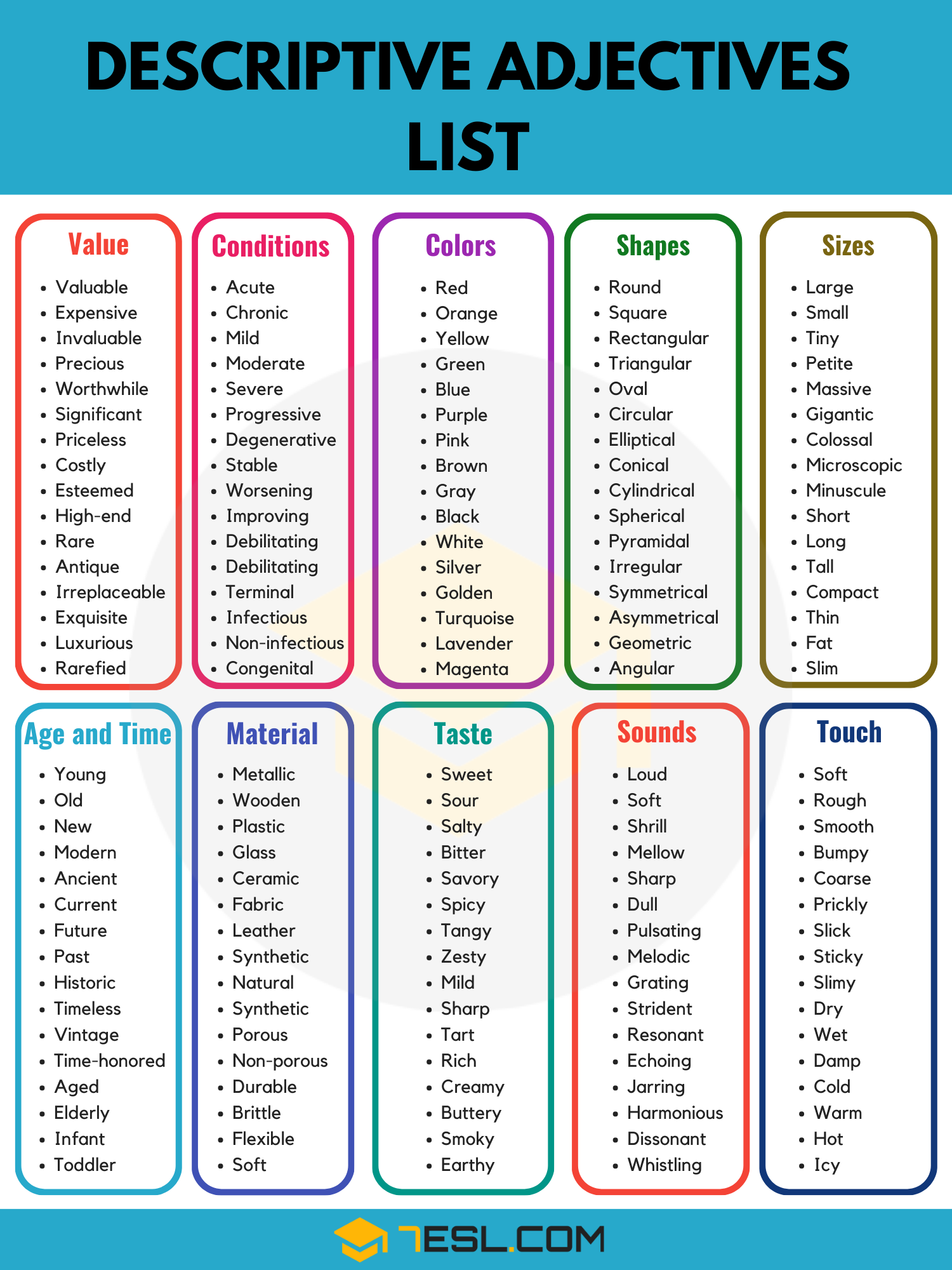 List Of Free Printable Adjectives