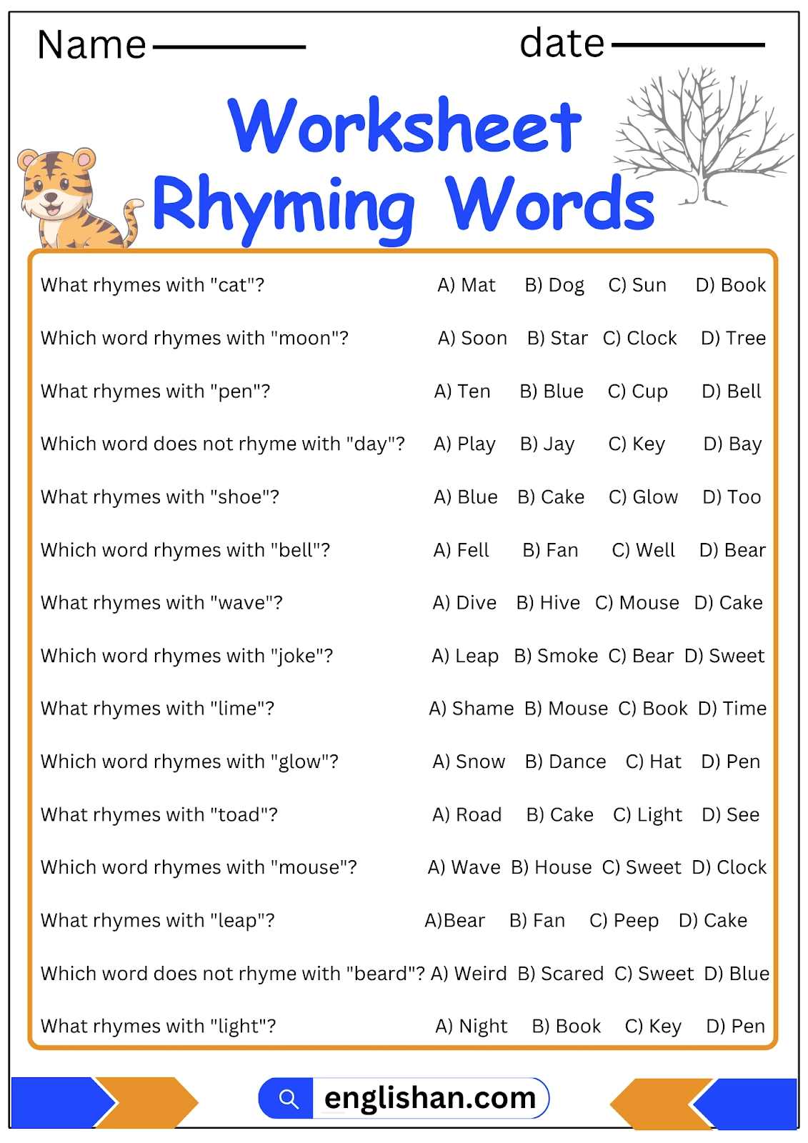 List Of Rhyming Words For Kids In English List Of Rhyming Words For Kids In English