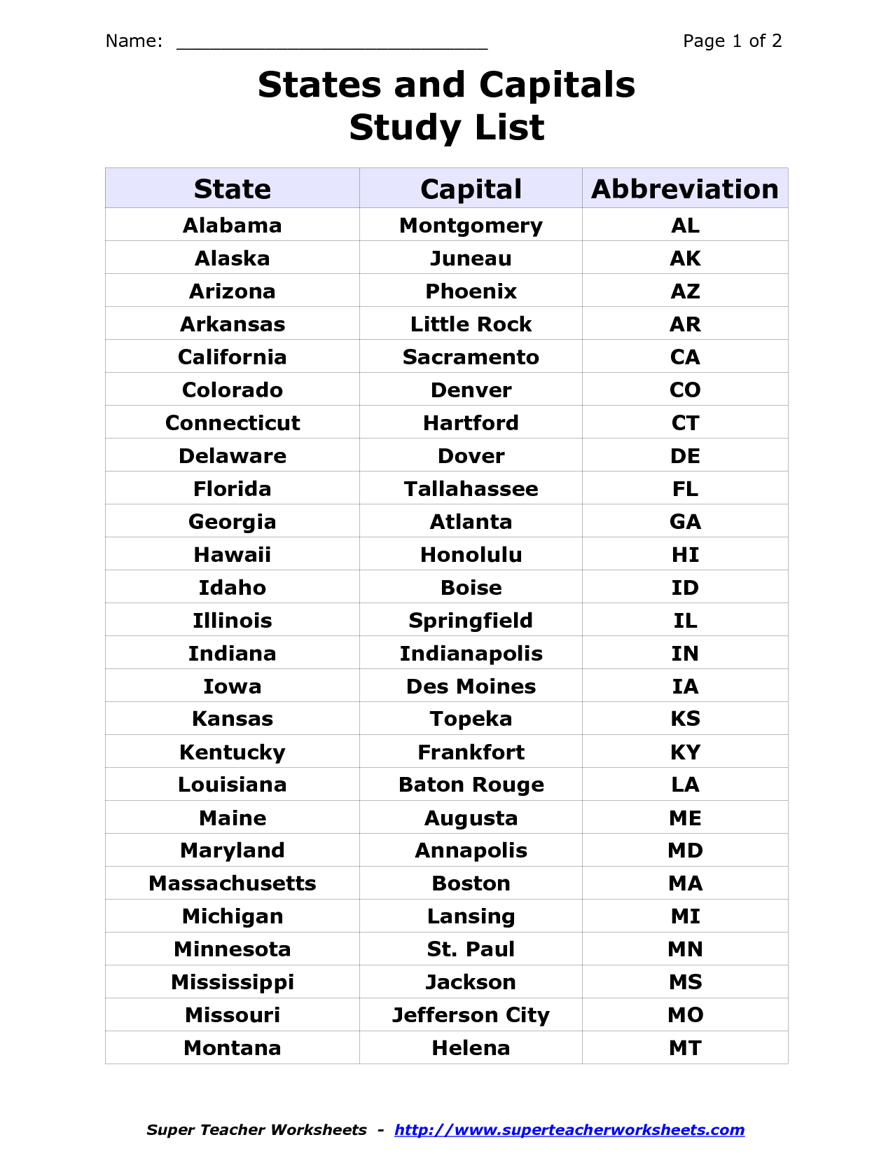 List Of The 50 States List Of States Printable Alphabetical List Worksheets Library List Of The 50 States List Of States Printable Alphabetical List Worksheets Library