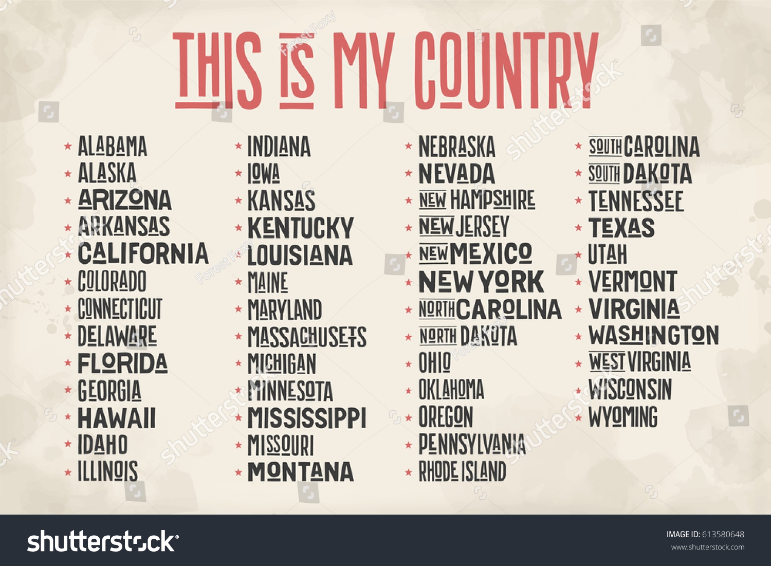 United States Of America List Printable