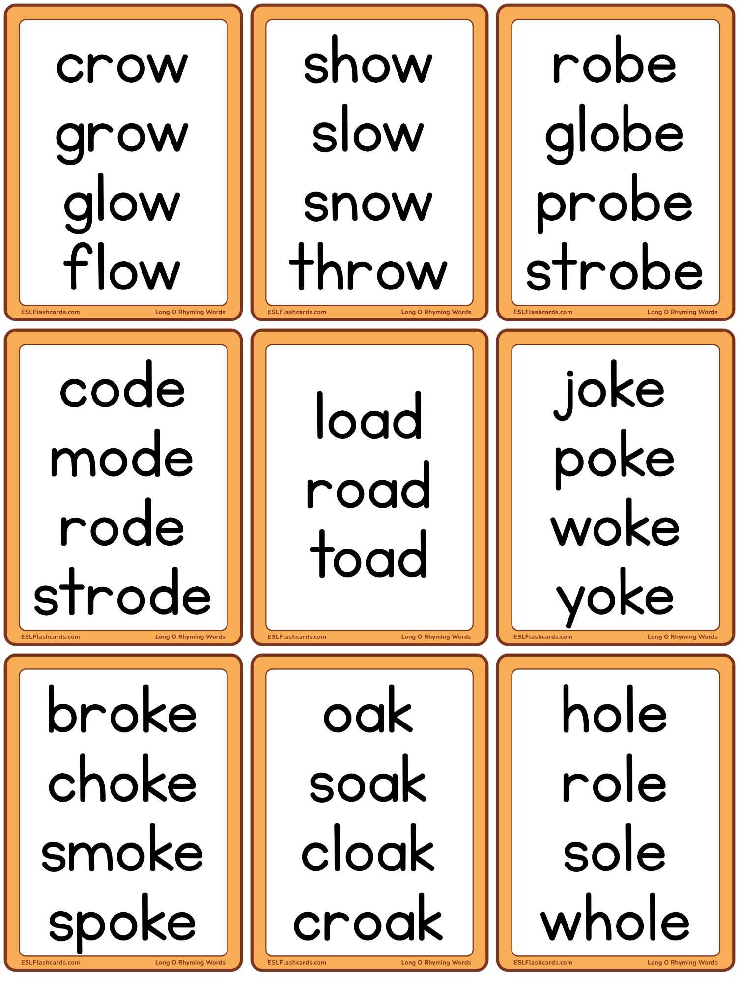 Printable List Of Rhyming Words Printable List Of Rhyming Words