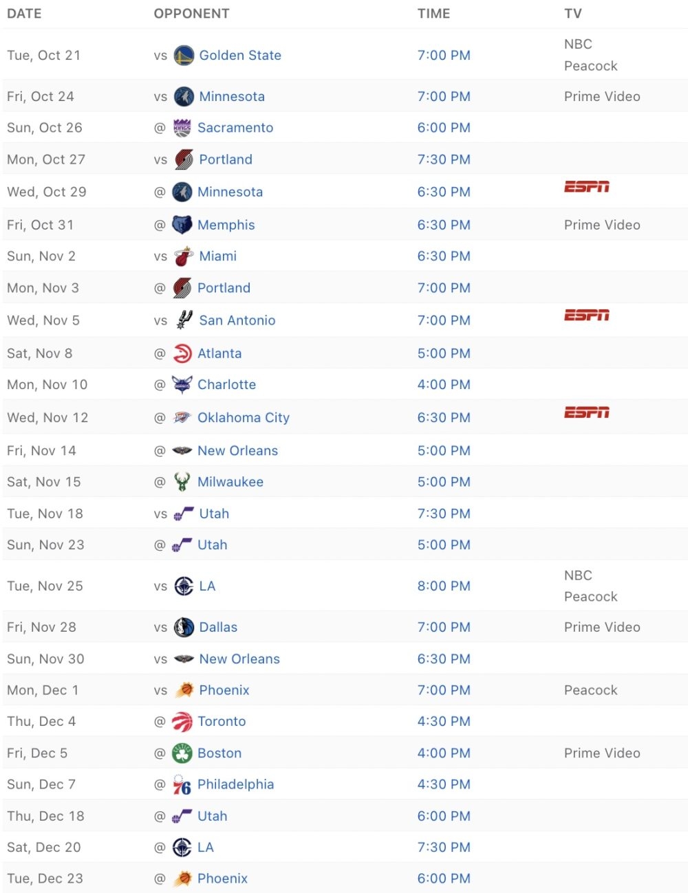 Lakers Schedule Printable 2025-26