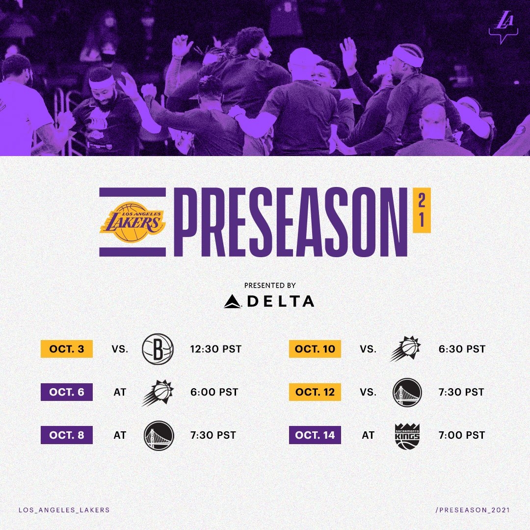 Los Angeles Lakers On X Mark Your Calendars The 2021 Pre season Schedule Is Out Now LakeShow X Delta Https t co MrDA92Tihp X