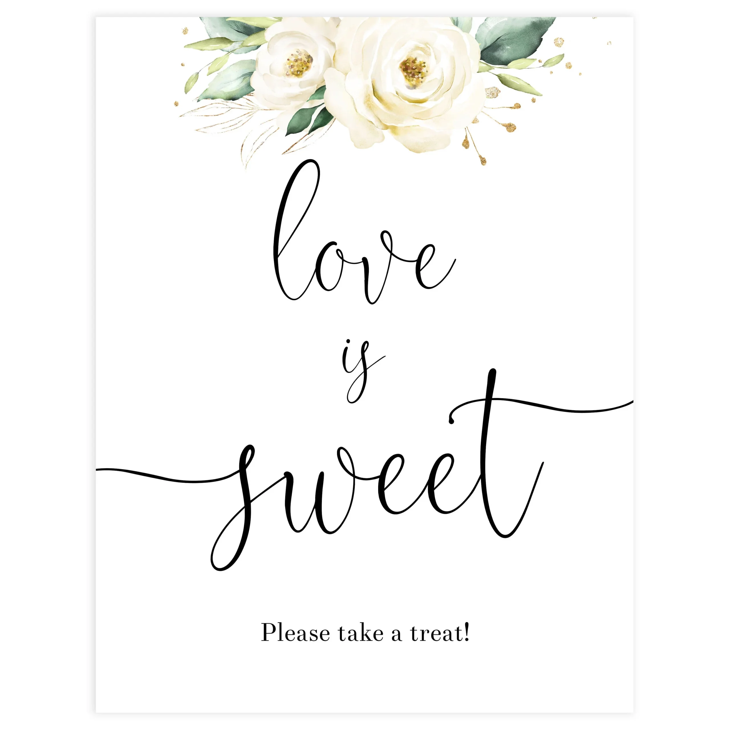 Love Is Sweet Favors Sign Printable White Floral Wedding Stationery OhHappyPrintables