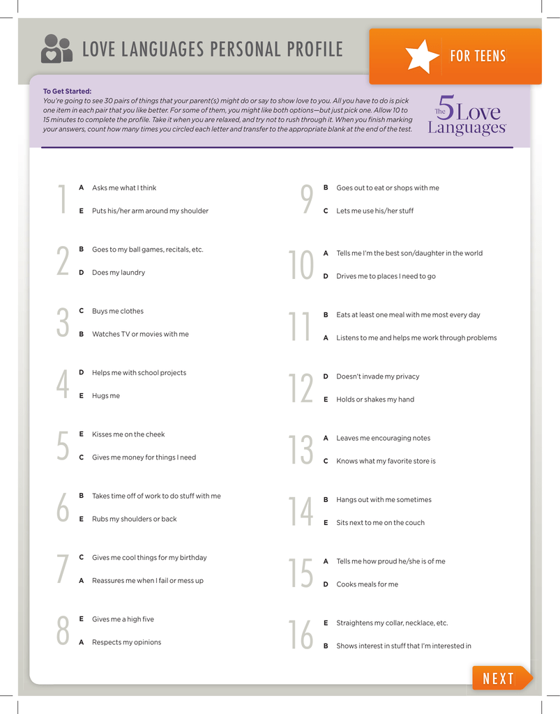 Love Languages Quiz For Teens Discover Your Love Style