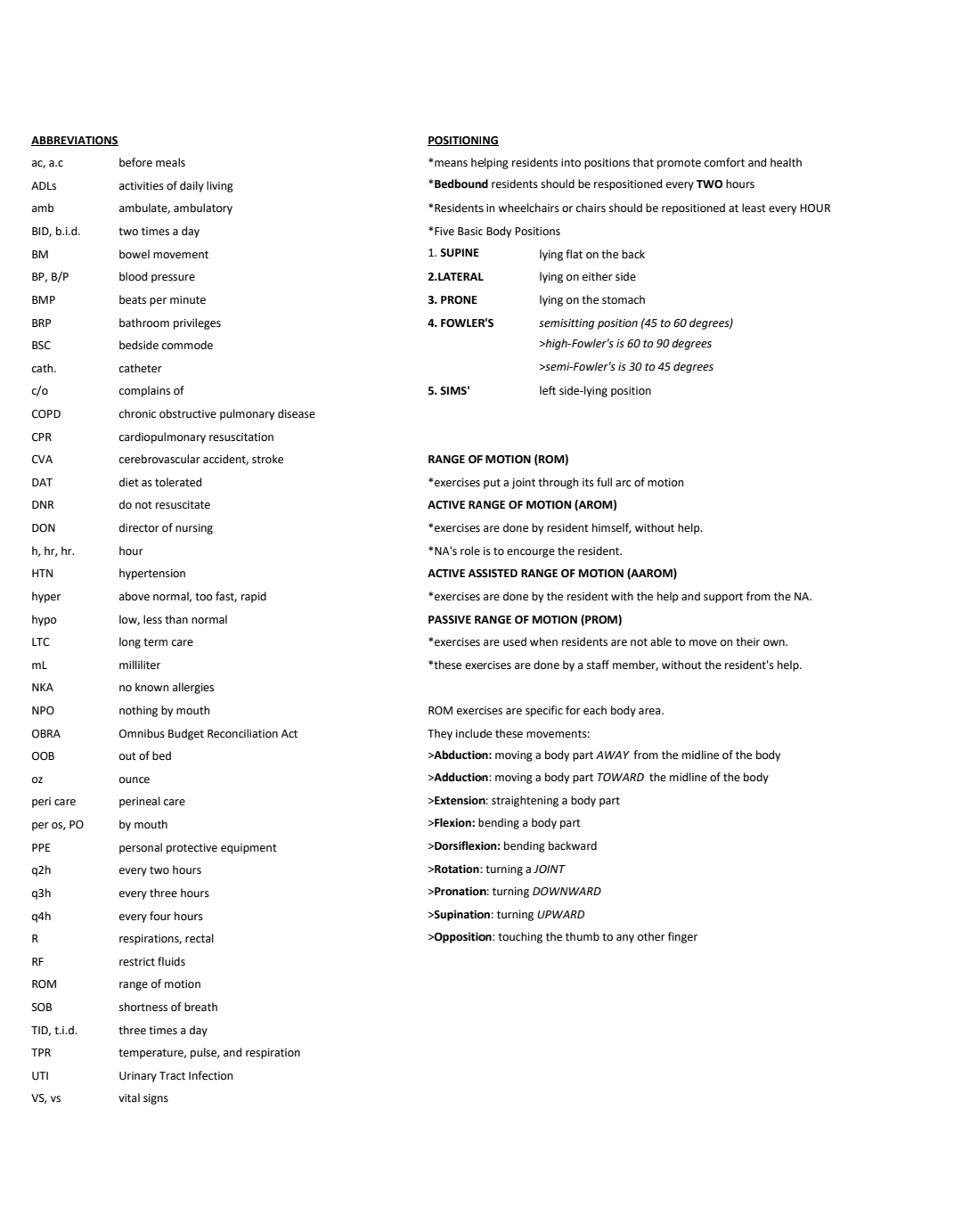 Made A Cna Cheat Sheet study Guide R cna
