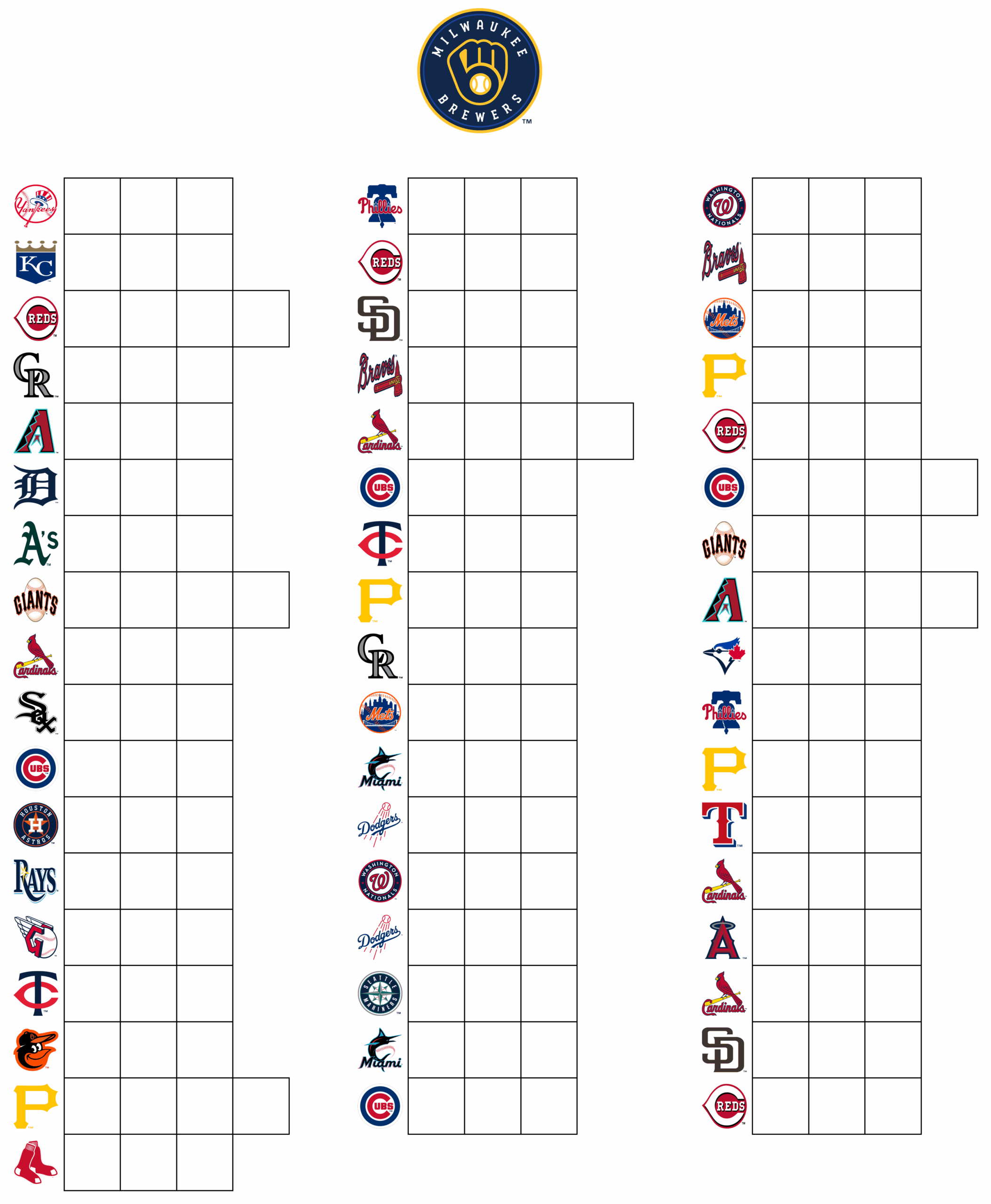 Brewers Postseason Printable Schedule