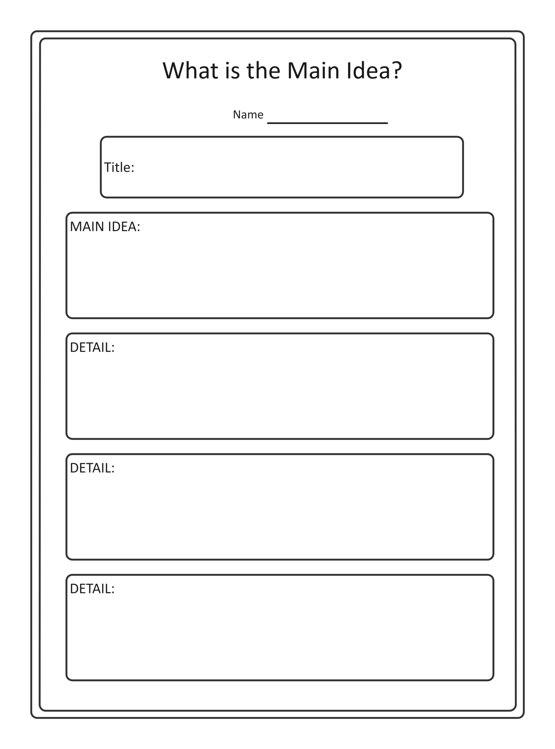 Main Idea Chart Printable