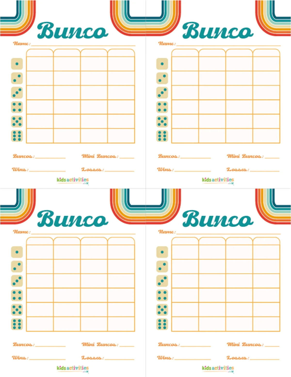 Make A Bunco Party Box With Free Printable Bunco Score Sheets Kids Activities Blog