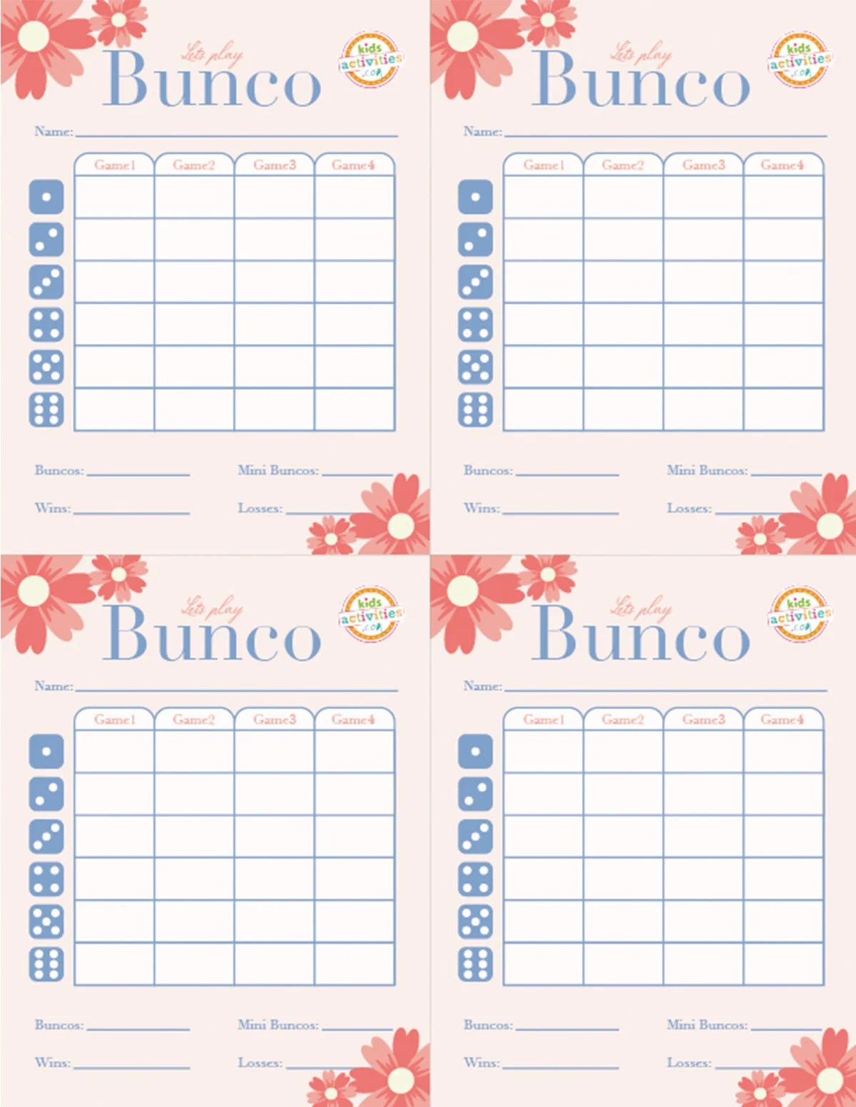 Make A Bunco Party Box With Free Printable Bunco Score Sheets Kids Activities Blog