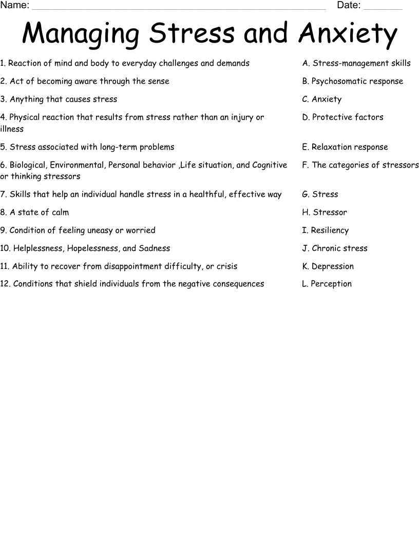 Stress Management Quiz Printable Stress Management Quiz Printable