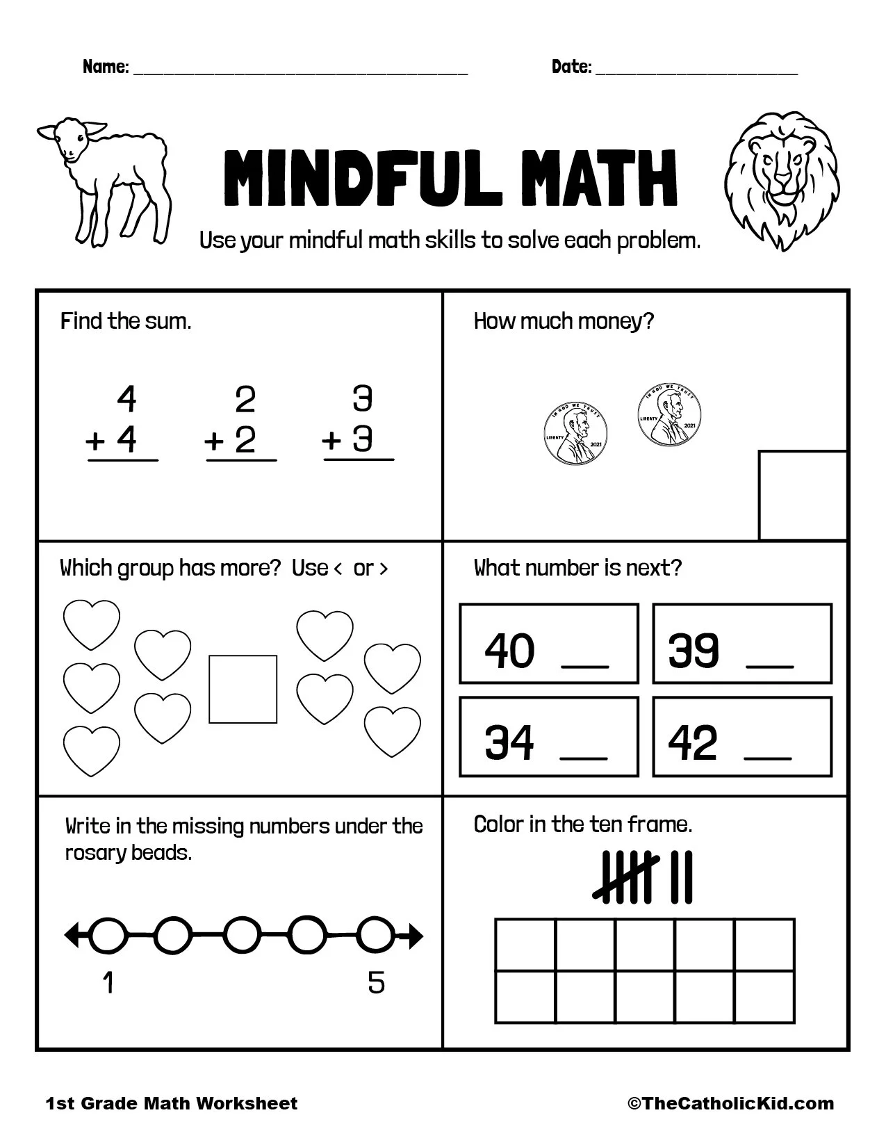 Math Sheets For 1st Grade Printables