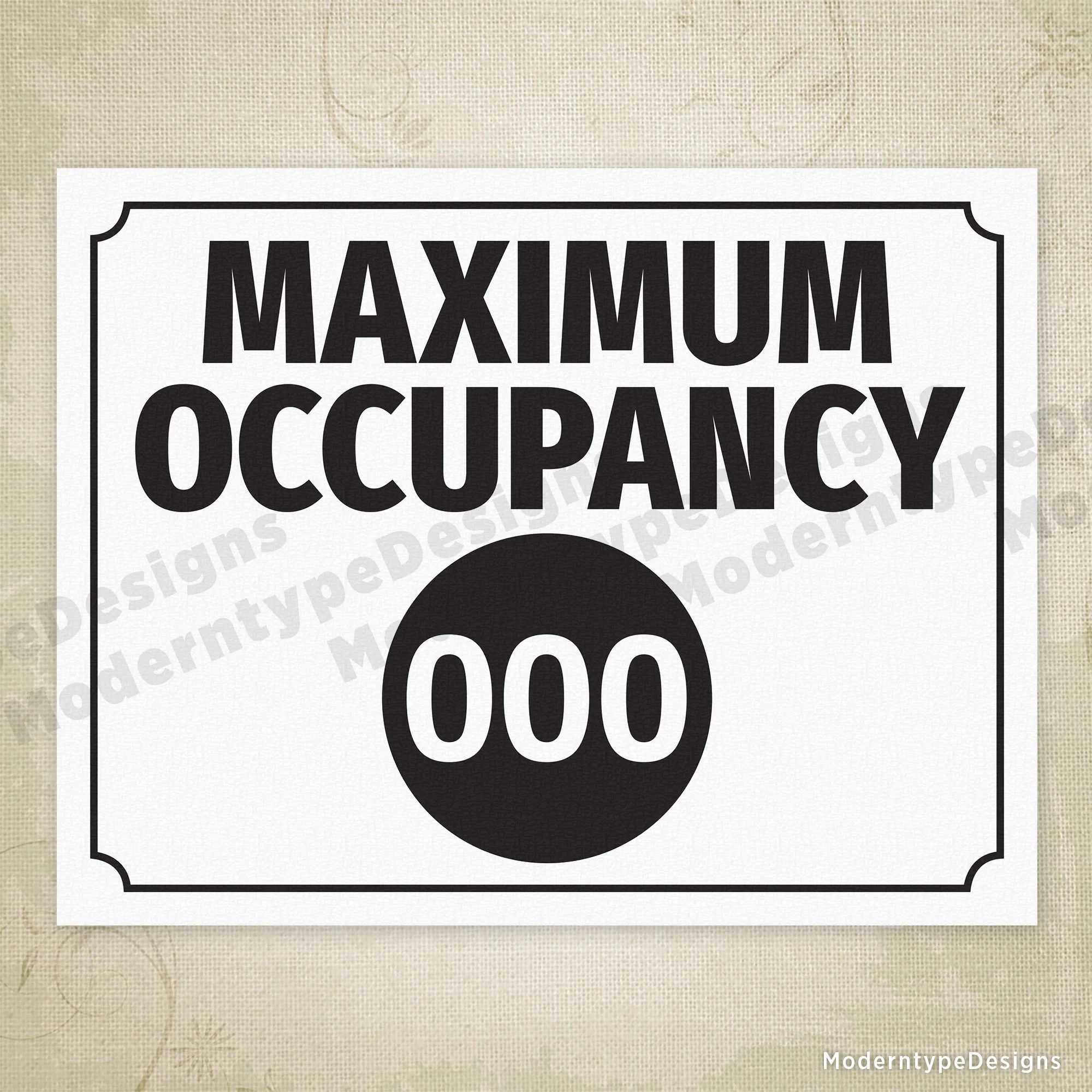 Maximum Occupancy Printable Sign Editable