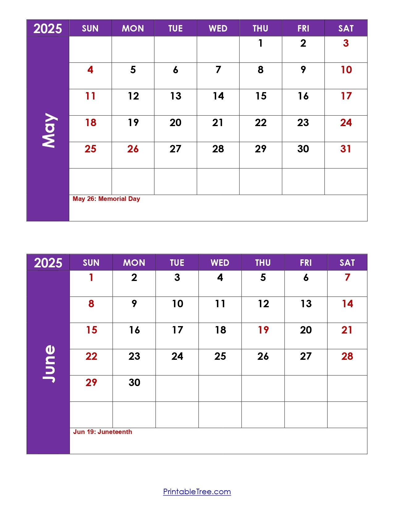 May June Calendar Planner Printable