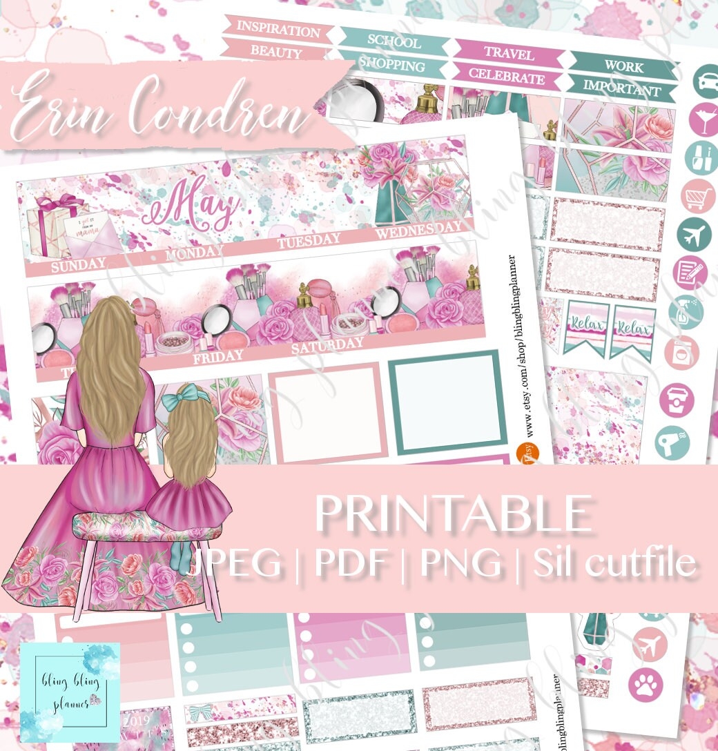 MAY MONTHLY PLANNER Kit Printable Mothers Day Planner Sticker Kit May Printable Planner Kit Monthly View Stickers Erin Condren May View Etsy